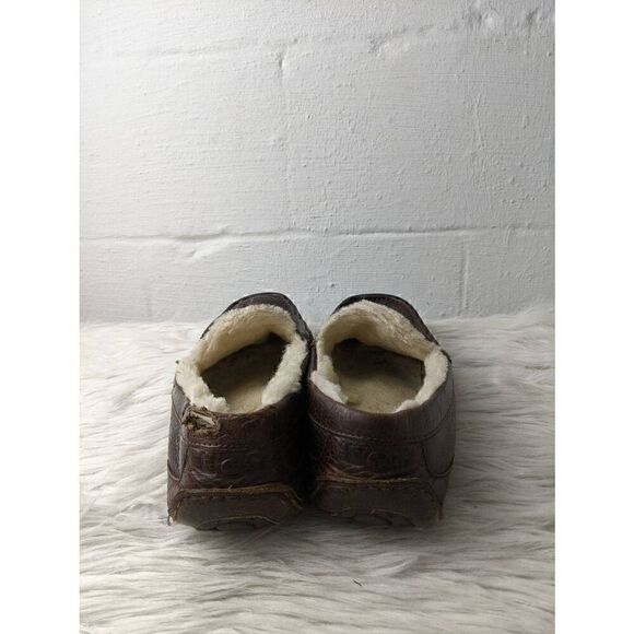 UGG Australia Men's Brown Leather Slip-On Ascot Slipper Sheepskin 11 *Flaw - Picture 4 of 10